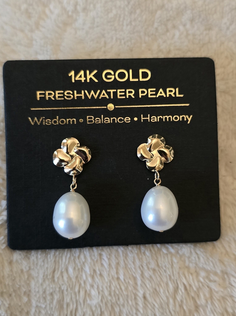 14K Gold Freshwater Pearl Drop Earrings - White Pearls